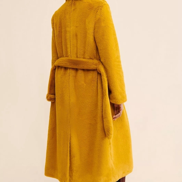Mustard Yellow Faux Fur Coat - Picture 2 of 2